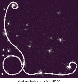 Dark glitter background with pearl necklace