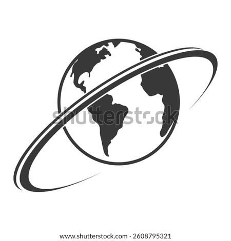 Dark globe with single elliptical band around it,