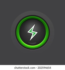 dark glossy circle lightning button