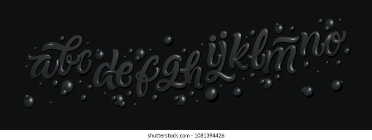 Dark and Glossy Decorative Letters. Vector Typogrphy.