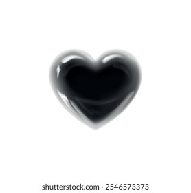 Dark glossy heart shape. Black valentine's heart. Sad love.