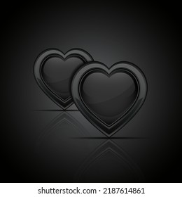 Dark glossy hearts. Vector illustration.