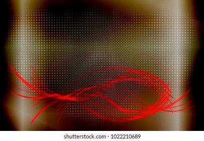 The dark glossy metallic dots background and fantasy curves lines