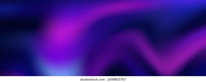 Dunkel leuchtende abstrakte Kunst mit dynamischen violetten und blauen Flüssigkeitswellen. Schöne fließende Farbverlauf-Textur für kreative Hintergründe und moderne Designs.