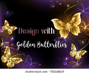 Dark glowing background with gold, jeweled butterflies.