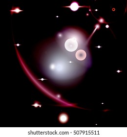 Dark glowing lights in cosmic background vector, outer space illustration