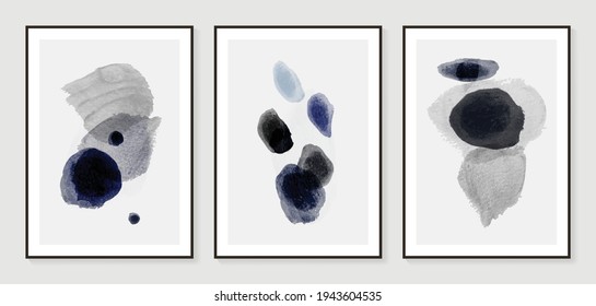 Dark Gold Abstract art background vector. Modern Nature shape line art wallpaper.  Minimalist hand painted illustrations with watercolor stain texture for home deco, wall art.