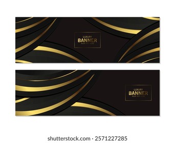 Dark gold abstract wave banner