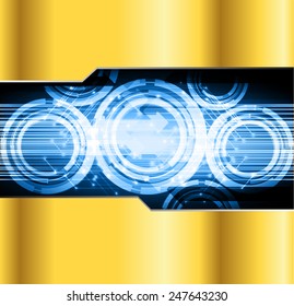 Dark gold blue Light Abstract Technology background for computer graphic website internet.