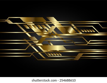 Dark gold color Light Abstract Technology background for computer graphic website internet. circuit. black