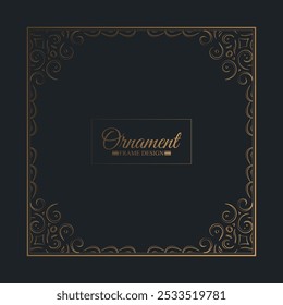 Fondo de diseño de marco decorativo de oro oscuro