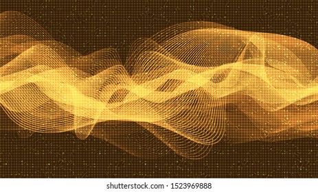 Dark Gold Digital Sound Wave Technology and earthquake wave concept,design for music studio and science,Vector Illustration.