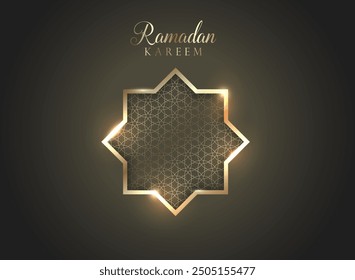 Dark gold elegant Ramadan greeting card with star. Vector illustration design