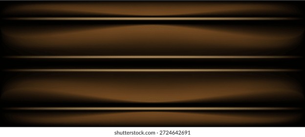 Dark gold gradient background studio with two lights shiny abstract pattern, modern and luxury empty room interior for premium product display lighting.