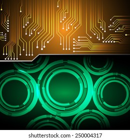 Dark gold green Light Abstract Technology background for computer graphic website internet. circuit.