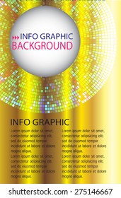 dark gold Light Abstract Technology background computer graphic website internet and business. Circle,mosaics, pixel vector illustration. text box. Brochure. card. banner flyer magazine. Design label.