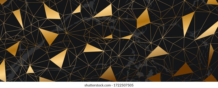 Vector de fondo geométrico de mármol dorado oscuro. Patrón abstracto. Ilustración vectorial de papel tapiz poligonal.
