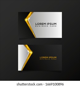 dark and gold, modern geometric business card design template vector