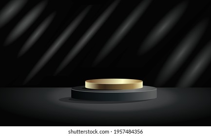 dark and gold podium, 3D rendering, 3D product display background.