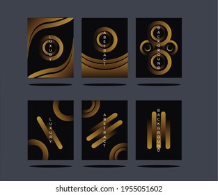 conjunto oscuro y dorado de carátulas geométricas, fondo abstracto, perfecto para portadas, diseño de libros, carteles, volantes, folletos, etc.