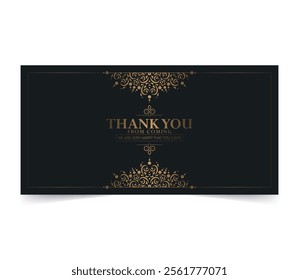 Dark gold thank you wedding card