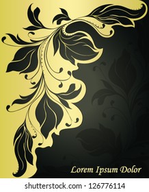Dark and gold vintage frame. Vector illustration.