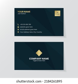 Dark and Golden Business Card Design, Luxury Elegant Visiting Card Template