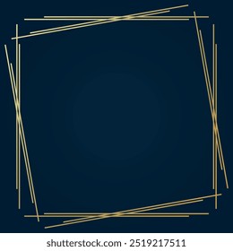 Dark Golden Geometric Square Shape Frame Layers - Geometrical Art Deco Style Template for Invitation Cards, Flyers - Line-Art Vector Design