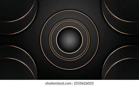 Dark golden luxury elegant Background Design with lines element background black and white gradient futuristic wallpaper template shiny lines frame vector illustration.

