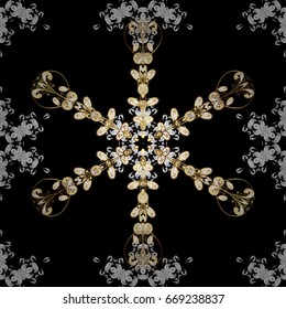 Dark and golden pattern. Elegant vector classic pattern. Abstract background with repeating elements.