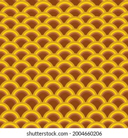 Dark Golden Seamless Pattern wave water or fish scales. Illustration art design. Vector EPS10.