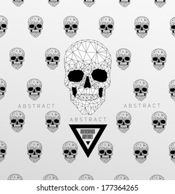 Dark gothic Background with polygonal modern skull,  crystal skull