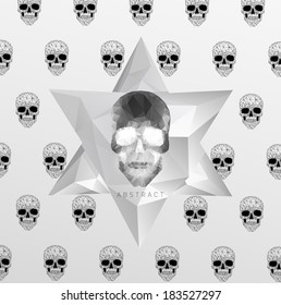 Dark gothic Background with polygonal modern skull,  crystal skull