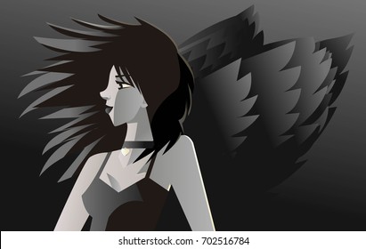 dark gothic girl winged angel