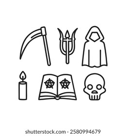 Dark Gothic Horror and Occult Ritual Symbols Icons