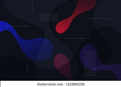 Dark gradient background design. Abstract geometric background with colorful liquid shapes. Trendy background design for posters. Eps10 vector illustration. - Vector