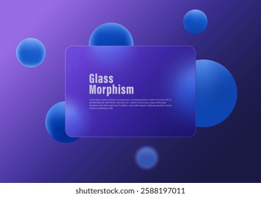 Dark gradient background with partition and spheres. Glass morphism style background.