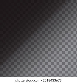 Dark gradient checkerboard. Black and gray squares. Diagonal light transition. Vector background.