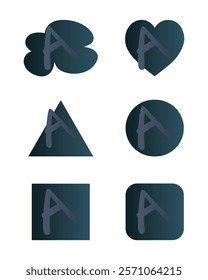 Dark gradient geometric shapes with letter A design - modern graphic and icon elements