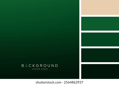 Dark gradient green Christmas background vector design with color palette 