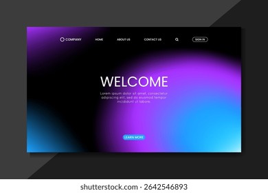 Diseño de interfaz de usuario de página de destino de degradado oscuro: diseño de Web azul púrpura futurista