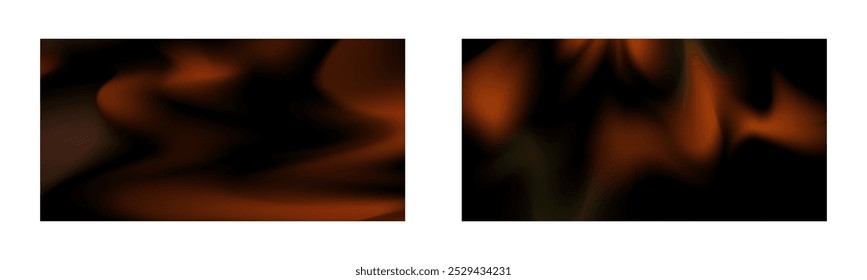 Dark gradient. Multi-colored smoke effect. Northern lights. Unusual abstract background. Wallpaper or cover. Set of two backgrounds.