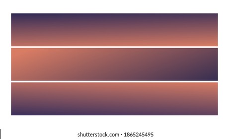Dark gradient vector design set. Dark blue and dirty orange color background set, web design grunge blank template, wallpaper, cover or banner with empty copy space