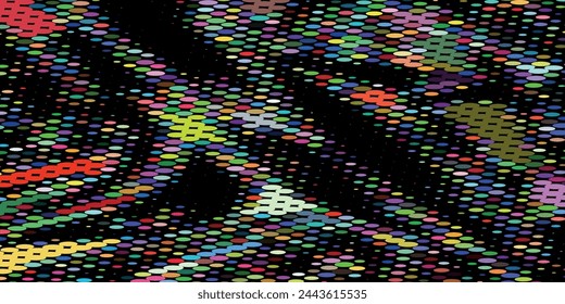 Dunkelkörniger Farbverlaufs-Wellenhintergrund, lila rot gelb blau grün Farben Banner Cover abstraktes Design, schwarzer Kopierraum.