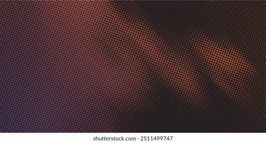 Dark grainy color gradient wave background, purple red yellow blue green colors banner poster cover abstract design, black copy space.