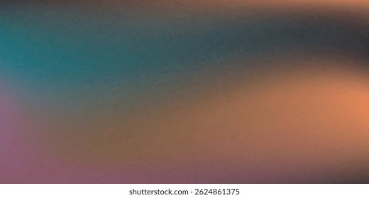 Dark grainy color gradient wave background, purple red yellow blue green colors banner poster cover abstract design, black copy space.