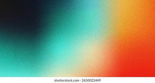 Fondo de onda de gradiente de color granulado oscuro, color púrpura rojo amarillo azul verde colores Anuncio cartel cubierta diseño abstracto, espacio de copia negro.