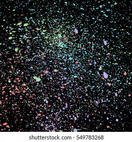 Dark grainy texture on black background. Vector illustration.