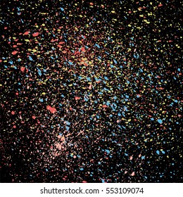 Dark grainy texture on black background. Vector illustration.