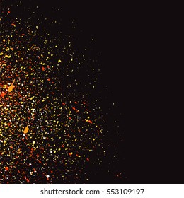 Dark grainy texture on black background. Vector illustration.